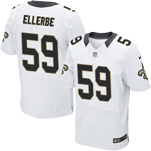 Men's Elite Dannell Ellerbe Nike Jersey White Road - #59 NFL New Orleans Saints